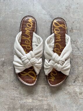 Sam Edelman White Knotted Slide Sandals